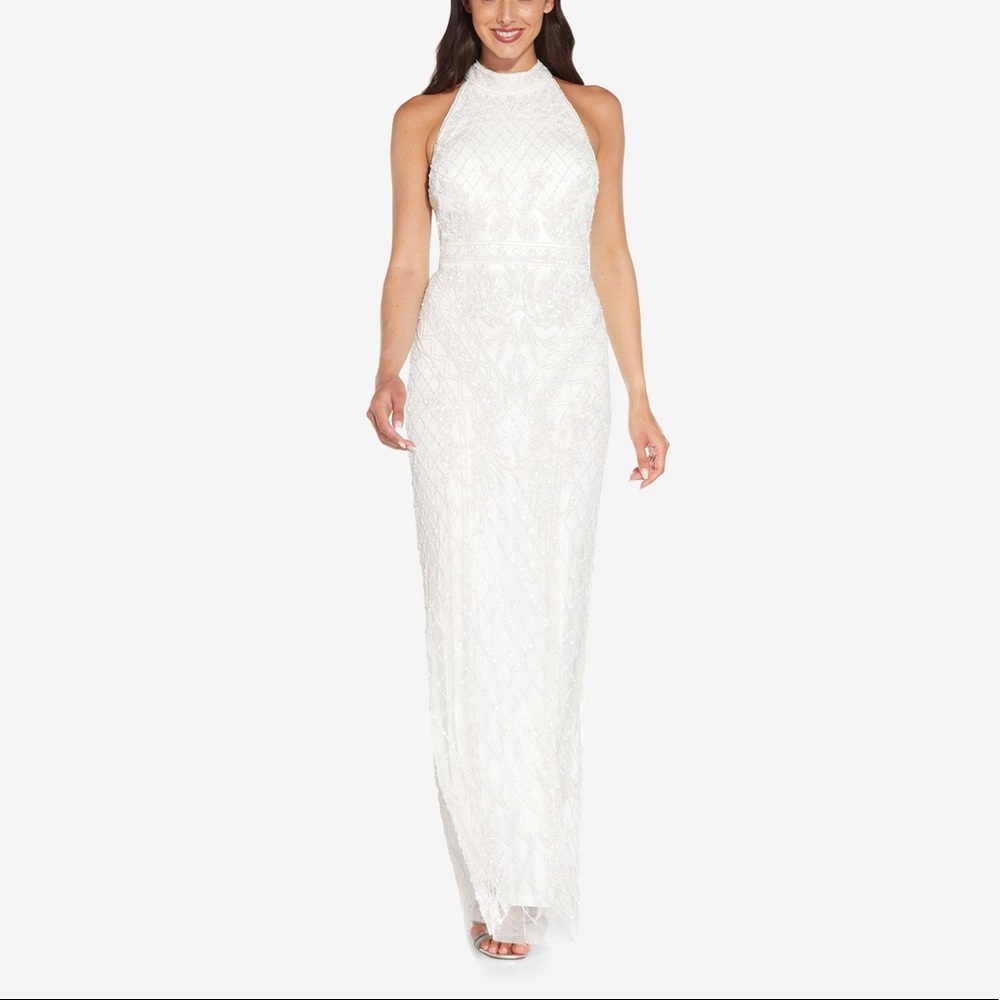 Adrianna Pappell | Mock Neck Beaded Column Dress